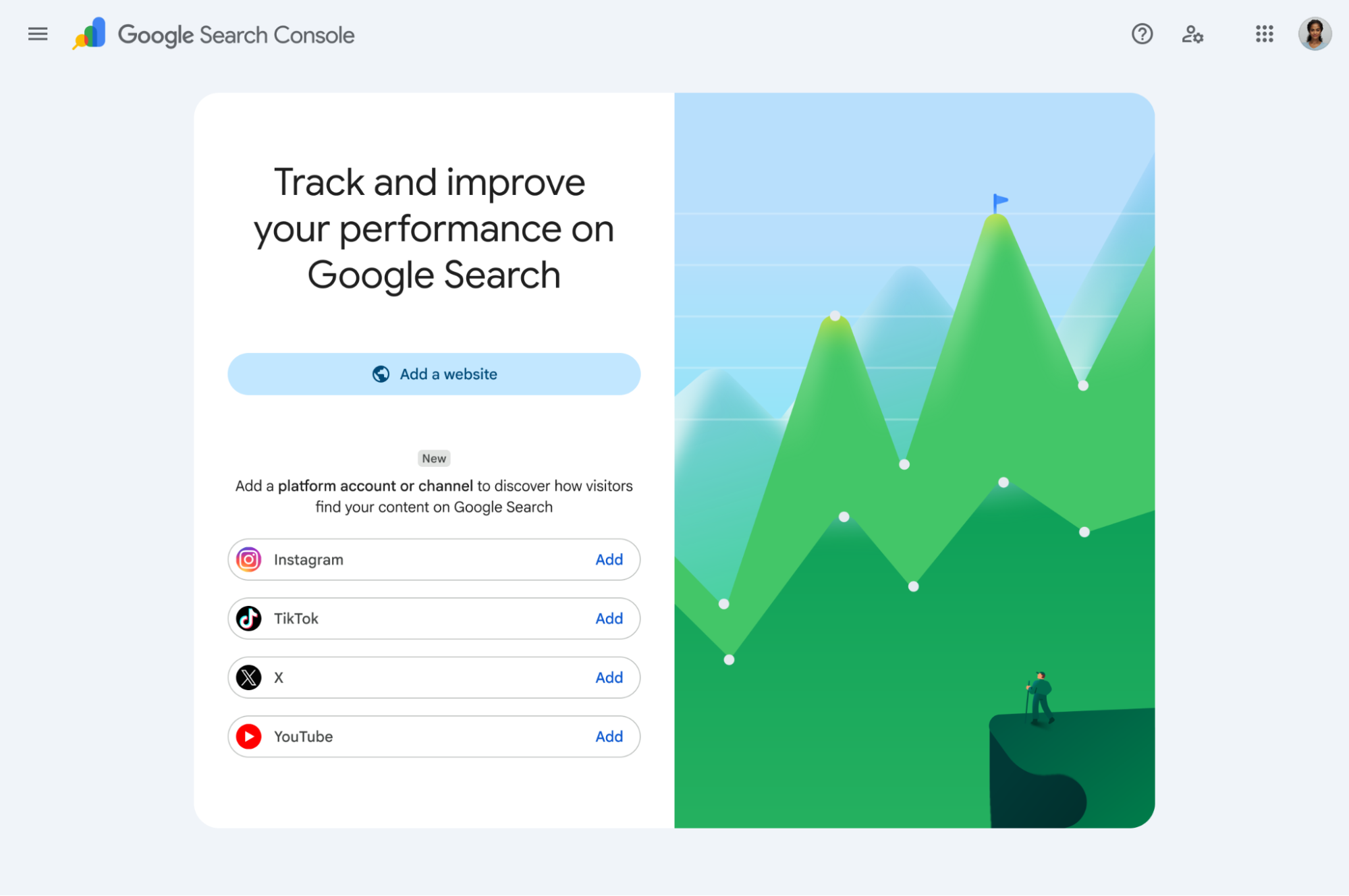 Search console shows social video reports