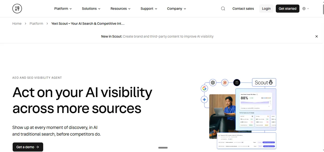 Yext Scout: Best AI Visibility Platform for Local Tracking