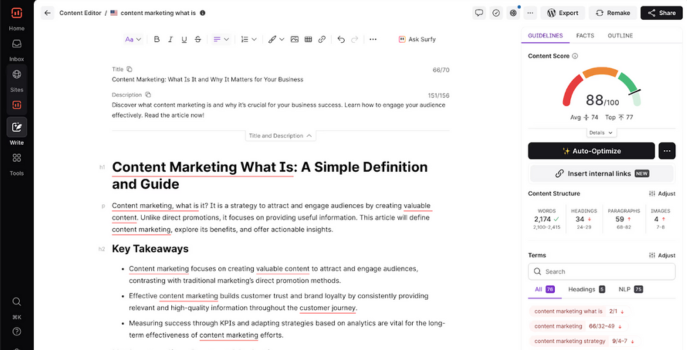 What Surfer SEO Offers